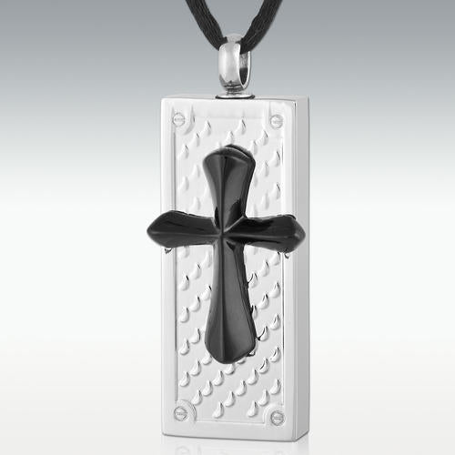 Relievo Cross Stainless Steel Cremation Jewelry - Engravable - HeroinSupport.org