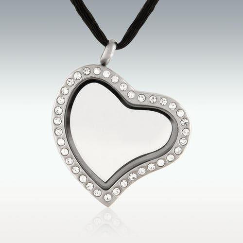 Clear Locket Heart Stainless Steel Cremation Jewelry-Engravable - HeroinSupport.org