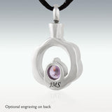 Purple Gem Wreath Stainless Steel Cremation Jewelry - Engravable - HeroinSupport.org