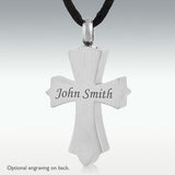 Snowy Cross Stainless Steel Cremation Jewelry - Engravable - HeroinSupport.org
