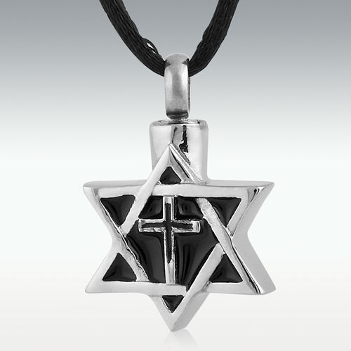 Star & Cross Stainless Steel Cremation Jewelry - Engravable - HeroinSupport.org