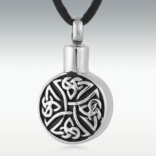 Round Trinity Cross Stainless Steel Cremation Jewelry-Engravable - HeroinSupport.org