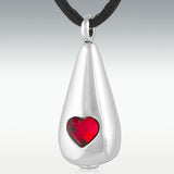 Loving Tear Ruby Stainless Steel Cremation Jewelry - HeroinSupport.org