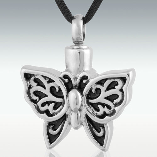 Alluring Butterfly Stainless Steel Cremation Jewelry-Engravable - HeroinSupport.org