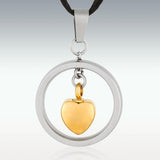 Gold Hanging Heart Stainless Steel Cremation Jewelry-Engravable - HeroinSupport.org
