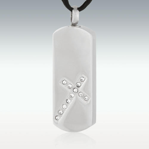 Cross Monolith Stainless Steel Cremation Jewelry - Engravable - HeroinSupport.org