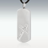 Cross Monolith Stainless Steel Cremation Jewelry - Engravable - HeroinSupport.org