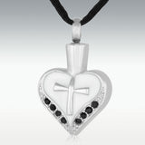 Death Stone Cross My Heart Stainless Steel Cremation Jewelry - HeroinSupport.org