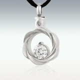White Gem Wreath Stainless Steel Cremation Jewelry - Engravable - HeroinSupport.org